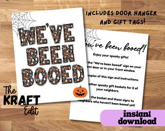 Halloween Doodle Letter You’ve Been Booed Printables, Fun Neighborhood Boo Game, Trick or Treat Tags, Door Hanger & Sign Templates