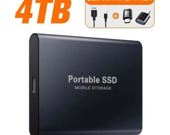 Portable External Hard Drive SSD 4TB USB 3.1 Type C High Speed Storage PC