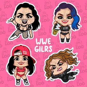 Greatest Female wrestlers clipart set 3, pro wrestler bundle, Wrestling WWE clipart, Cute funny Wrestlers, Sports digital clipart