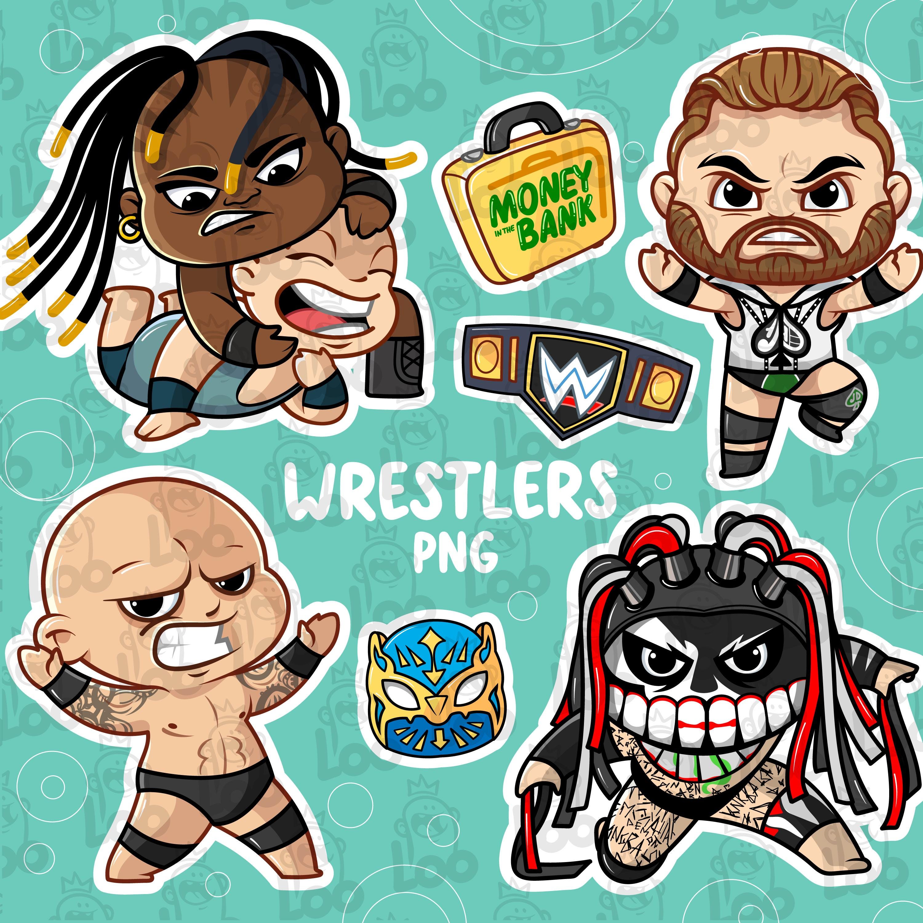 Imágenes prediseñadas de los mejores luchadores, paquete de luchadores profesionales, imágenes prediseñadas de lucha libre de la WWE, luchadores divertidos y adorables, amantes de los luchadores de EE. UU., accesorios de la WWE, imágenes prediseñadas