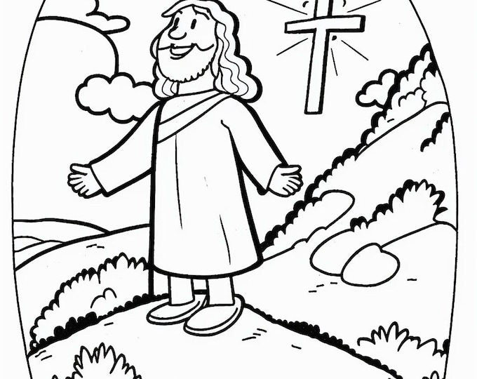 Kids Jesus Coloring Page Child Easter Coloring Page Toddler Religious