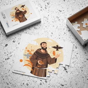 Saint Francis of Assisi Puzzle, Kids Catholic Saint Puzzle, Catholic teacher gift, Religious Jigsaw, Catholic kids toy gift, 30-Piece