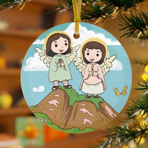 Angel Glass Ornament, Christian Gift for Christmas, Catholic Gift, Teacher Gift, Religious Christmas Gift
