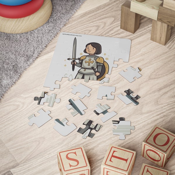 Saint Joan of Arc Puzzle, Child Catholic Saint Puzzle, Catholic teacher gift, Religious Jigsaw, Catholic kid toy, 30-Piece