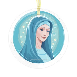 Mother Mary Glass Ornament, Christian Gift for Christmas, Catholic Gift, Teacher Gift, Religious Christmas Gift