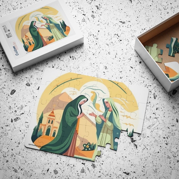 Our Lady of Visitation Puzzle, Kids Catholic Saint Puzzle, Catholic teacher gift, Religious Puzzle, Catholic kids toy gift, 30-piece