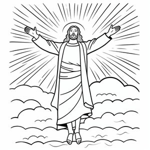 Ascension Day Digital Coloring Page for Kids - Jesus coloring page - Religious coloring page - Catholic kids Jesus coloring page
