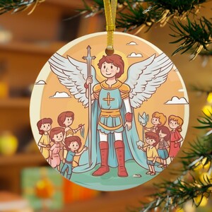 Saint Michael the Archangel Glass Ornament, Christian Gift for Christmas, Catholic Gift, Teacher Gift, Religious Christmas Gift