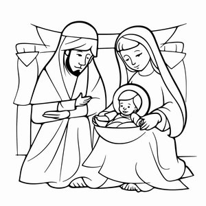 Nativity scene coloring page