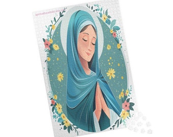 Mother Mary Puzzle, Religious Puzzle, Catholic teacher gift, Religious Mothers Day Gift, Christian gift, Puzzle (110, 252, 520, 1014-piece)
