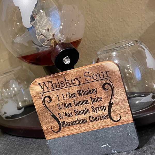 Gift for Drink Lover • Laser Engraved Coasters • In-Home Bar Set • Cocktail Recipes • Housewarming • Boozy Coasters
