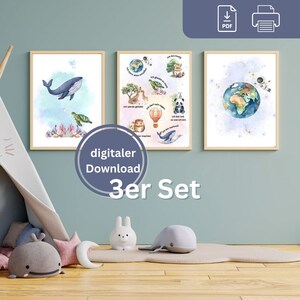 Conjunto de 3 murales | Decoración de habitaciones infantiles | Cartel de afirmación A4 |