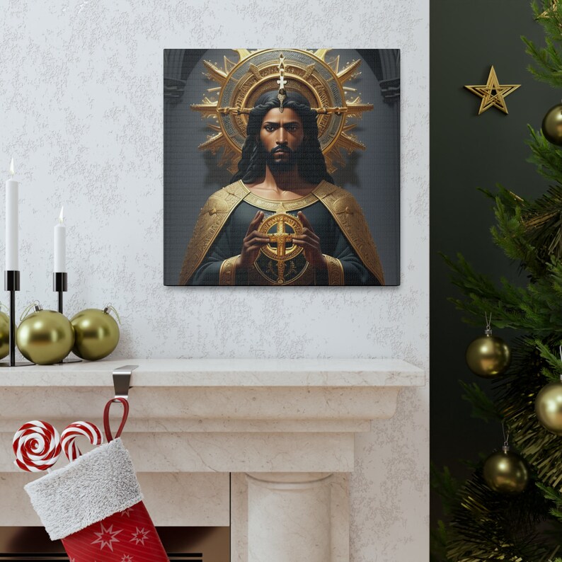 Black Jesus Canvas Decor Religious Prayer Etsy