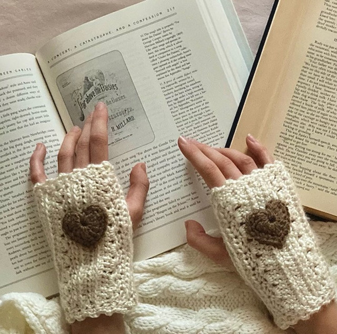 Crochet Hand Warmers, Heart Crochet Handwarmers, Knit Hand Warmers