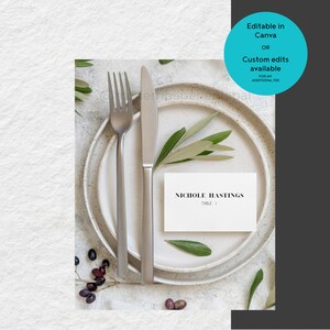 LONDON Kollektion Hochzeit / Event Gedeck Karte | Minimalistische Hochzeit | Moderne Hochzeit | CANVA Bearbeitbare Hochzeitsvorlagen | MPG 1-23-1O