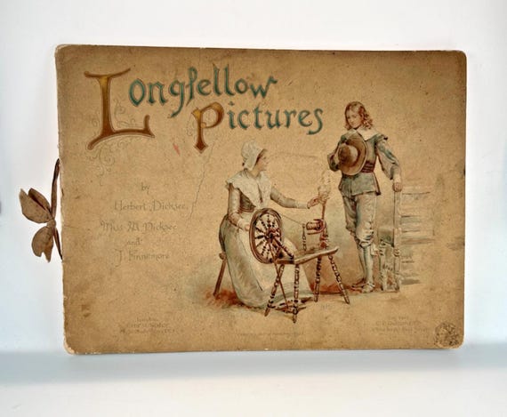Antique Book ‘Longfellow Pictures’ by Herbert Dicksee 19th Century VGC