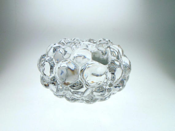 Orrefors Raspberry Crystal Tealight Candle Holder. Vintage Glass