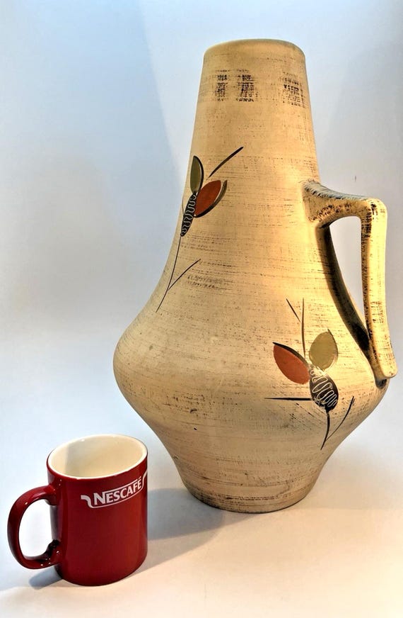 West German Pottery Jug or Pitcher. Mid Century Decorative Jug H42cm W27cm. Huge