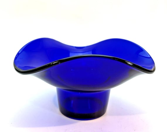 Vintage Sowerby Cobalt Blue Decorative Bowl Bristol Blue Glass Dish/Bowl