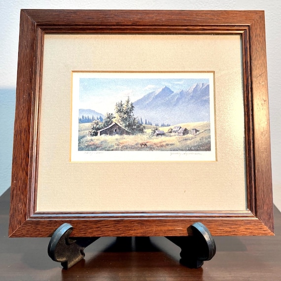 Judy Syverson 1982 Signed Print Limited Edition, Countryside Scene, Framed Art