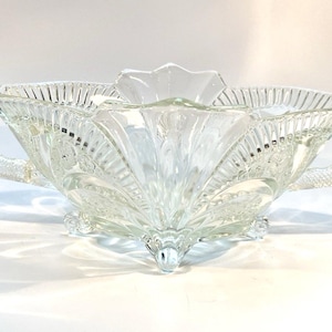 Brockwitz 1920s Large Art Deco Glass Bowl Centrepiece with Twin Serpent Handles
