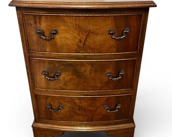 Vintage Serpentine Chest of Drawers 3 Drawer Cabinet Walnut Style Mid Century St