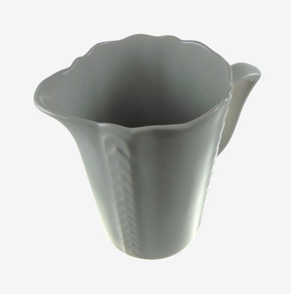 Vintage White Pitcher for Water, Juice or Milk with Simple Embossed Pattern