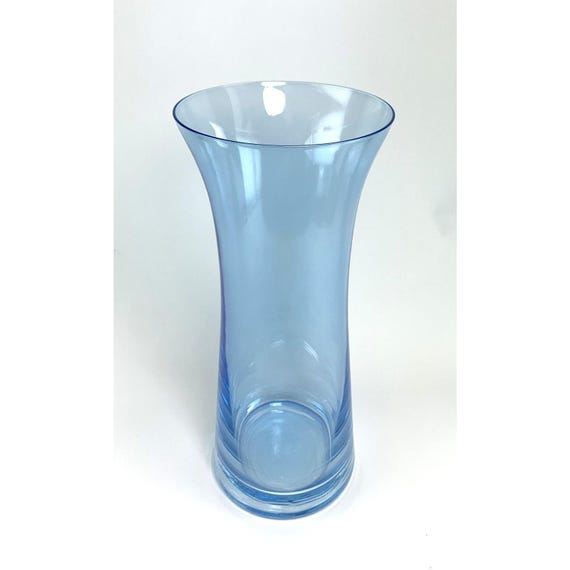 Vintage Bohemia Fontana Crystal Vase: Pale Blue Czech Art Glass