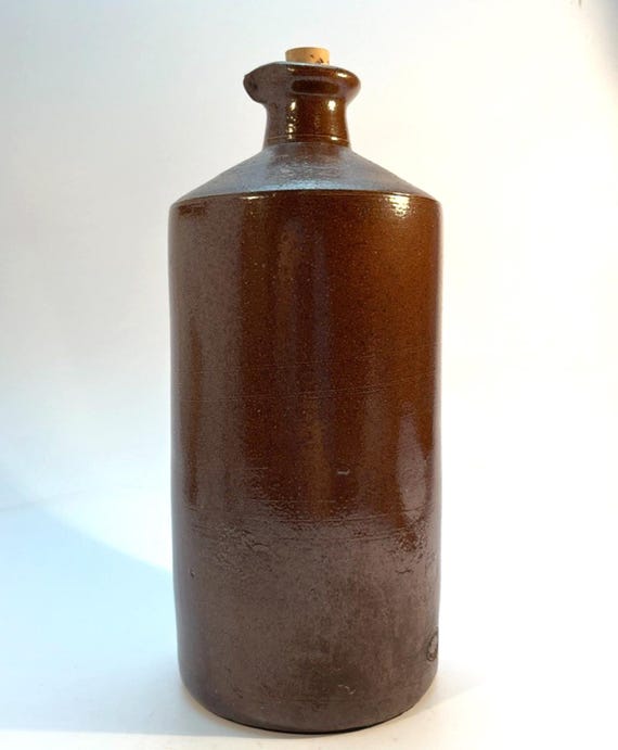 Antique Bourne Denby Flagon / Decanter Salt Glazed Stoneware Flagon Bottle Jug
