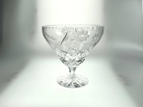 Crystal Stemmed Vase with Glass Frog