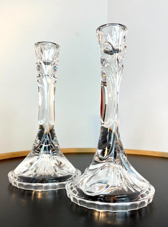 Vintage Royal Crystal Rock, Crystal & Light Candlesticks Italian Crystal VGC