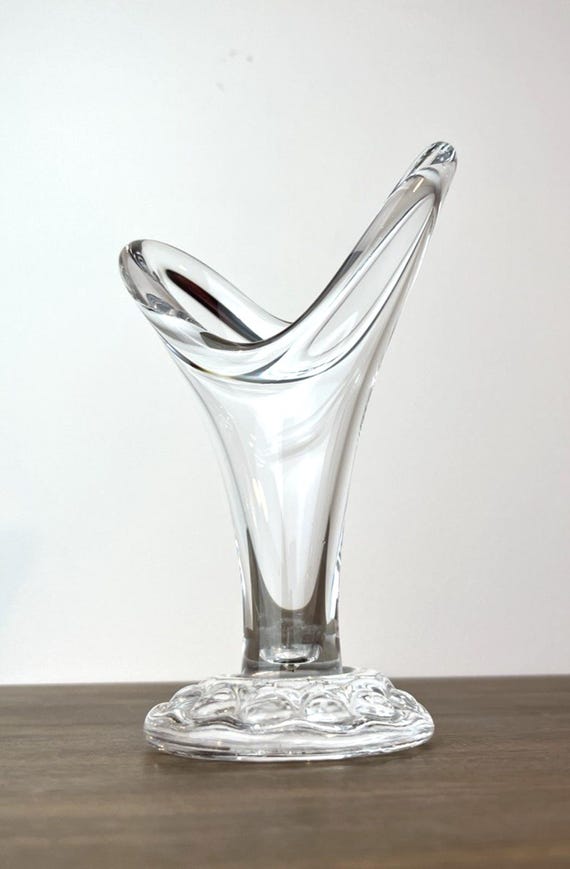 Vintage Swing Glass Vase on Hobnail Style Base with Rolled Rim H16cm x W11cm VGC