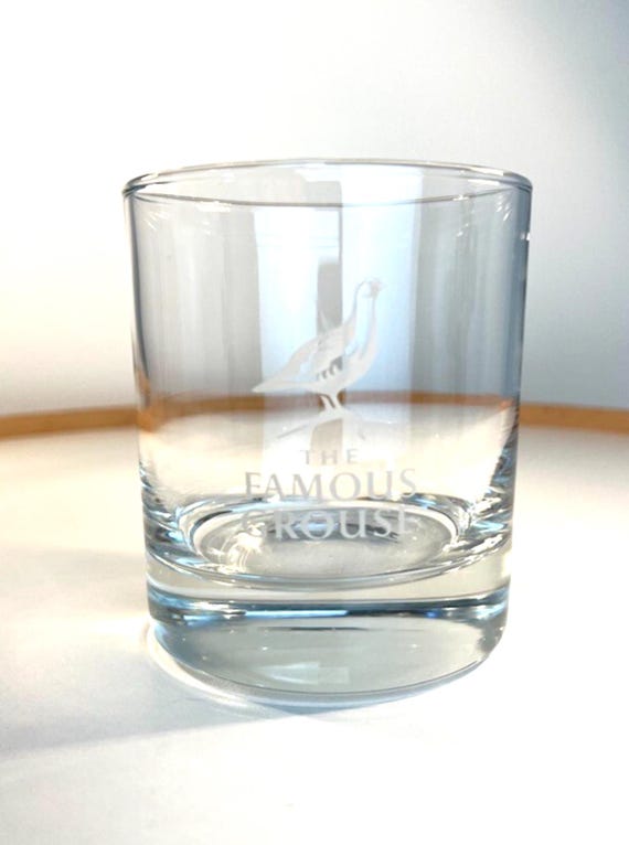 Vintage Famous Grouse Whisky Glass Etched Grouse H9.cm W8.3cm VGC Whisky Gift