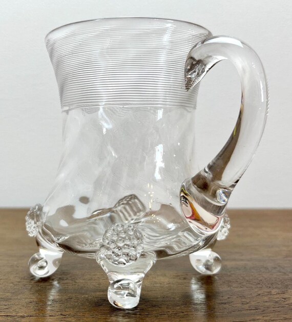 Vintage Revival Glass Toddy Cup with Handle & Prunt Feet