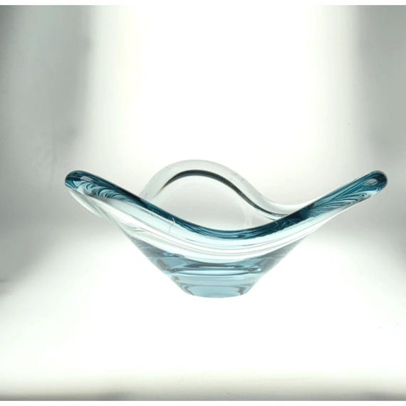 Holmegaard Aqua Blue Glass Bowl – Per Lütken Signed 1959, 18cm