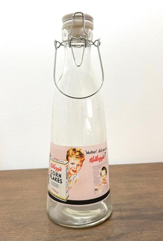 Kellogg’s Corn Flakes Retro Advertising Glass Storage Bottle