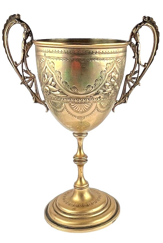 Early Century Metal Trophy, Goblet, Chalice in Brass / ESPN Large Brass Display