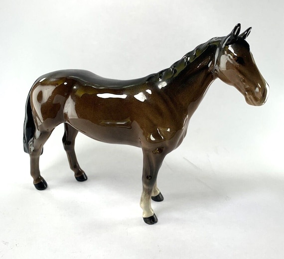 Vintage Beswick Horse Figurine 1484. Vintage Bay Horse Ornament By Beswick. Brown Horse Figurine