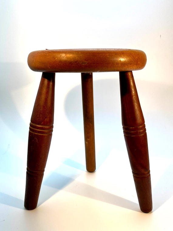 Vintage 3-Legged Wooden Milking Stool, Childs Stool or Plant Stand H26cm W22cm