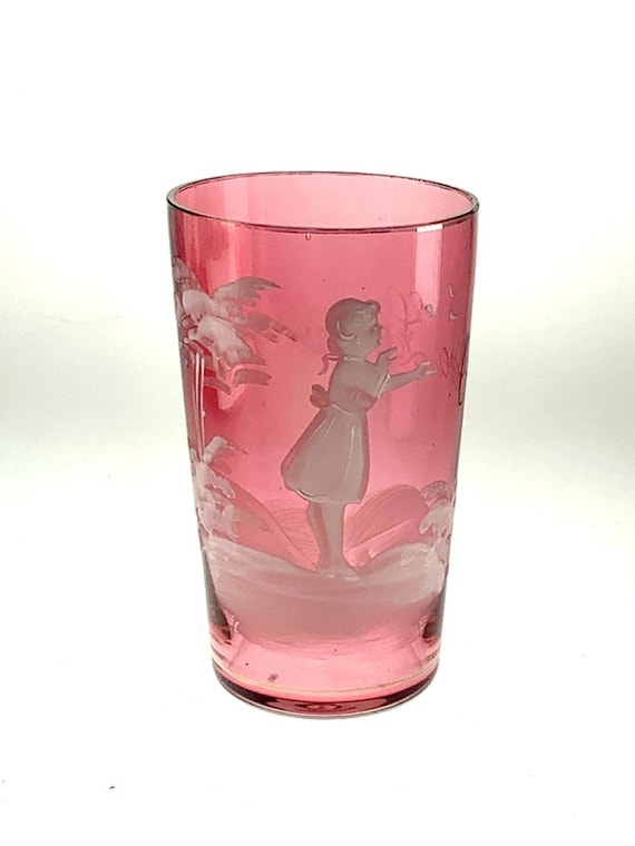 Antique Mary Gregory Cranberry Glass c. 1880