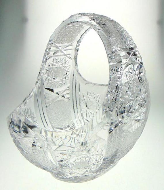 Bohemia Crystal Baskett in Early 19th Century Czech Crystal