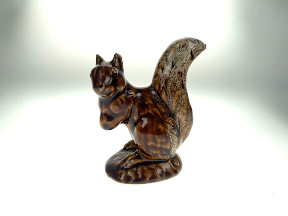 Vintage Squirrel Figurine Possibly Fosters Pottery. Miniature Squirrel Ornament