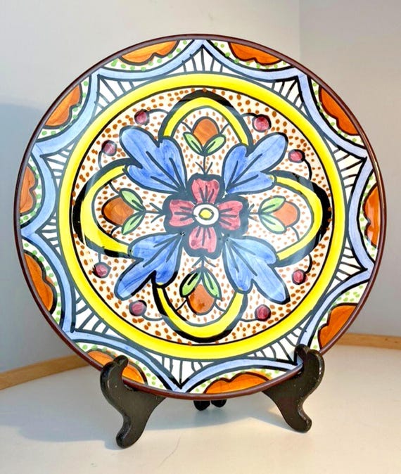 Vintage Spanish Art Plate in Porcelain Wall/Display Wall Hanging Spanish Art