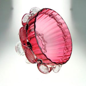 Victorian Cranberry Glass Fluted Glass Footed Dish Red Art Glass