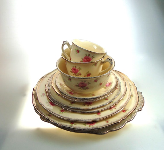 Crown Ducal Rose Sets or Replacement Plates, Teacups, Coffee Cups, Creamer and Sugar Bowl
