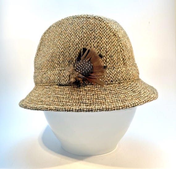 Harris Tweed Men's Large Fedora Hat VTG Wool Failsworth Elgin Feather X-L XL VGC