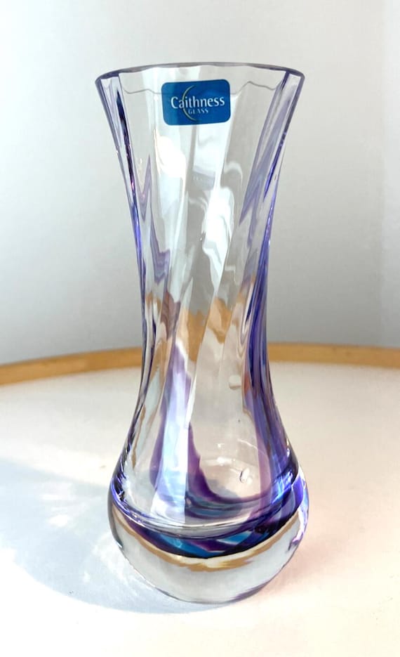 Vintage Caithness Glass Blue & Purple Swirl Vase. Bud Vase or Single Stem Vase