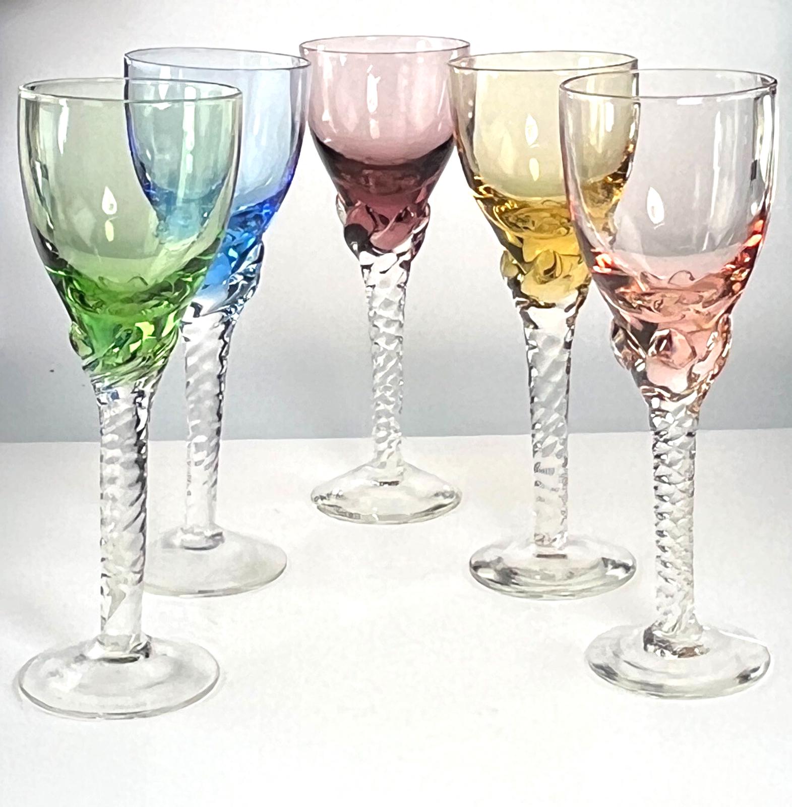 Lot De 5 Verres à Shot Vintage – Arc-en-ciel – Fabriqué En France – Porte-bonheur