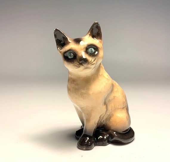 Goebel Siamese Cat Figurine. Vintage Porcelain Cat Figurine. West Germany Figurine of Cat
