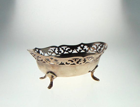 Silver Plate Bon Bon Dish or Sugar Lump Bowl. Antique Silver Plate Bowl
